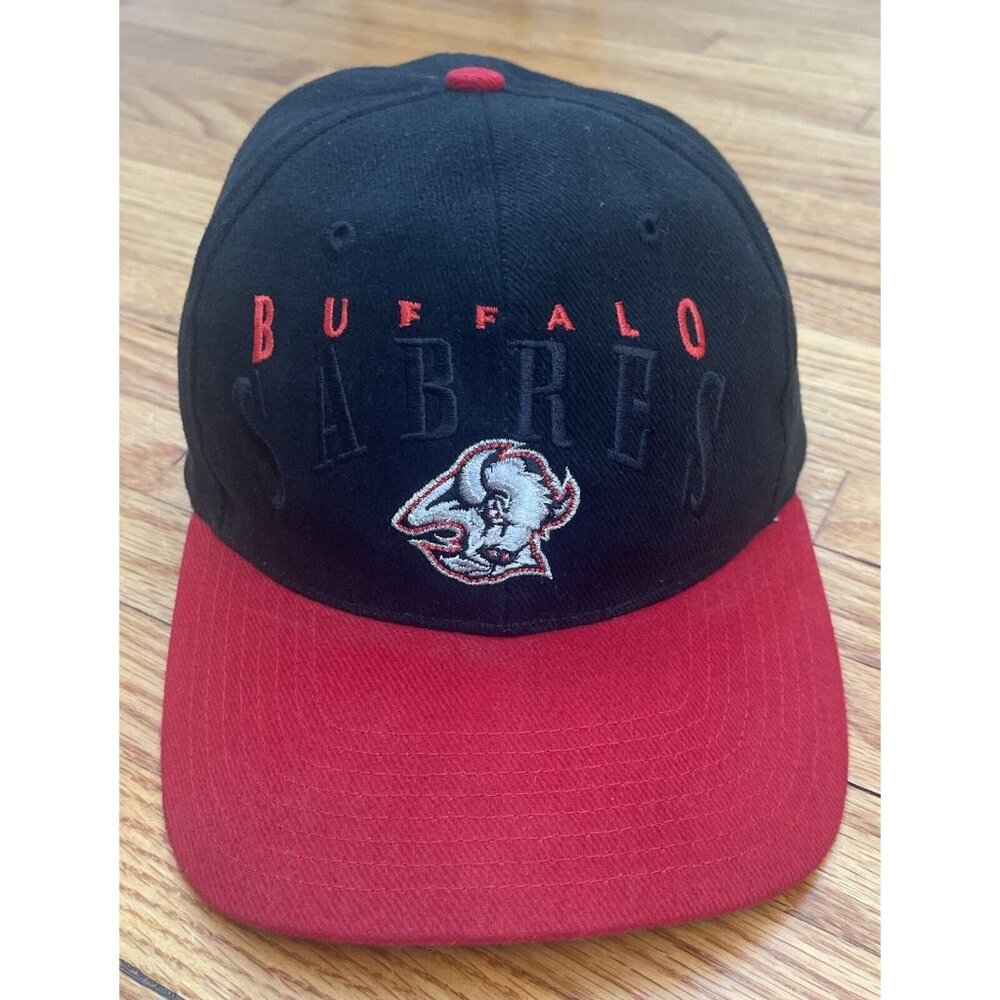 Vintage 90s Buffalo Sabres NHL Hockey Goathead Strap Back Hat Cap OSFA